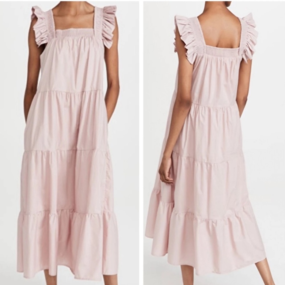 ENGLISH FACTORY Tiered Ruffle Midi Dress in Dusty Pink Size XS - Picture 3 of 16